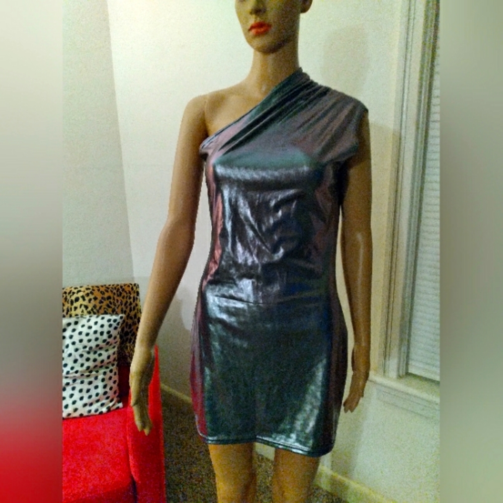 Metallic Silver mini dress